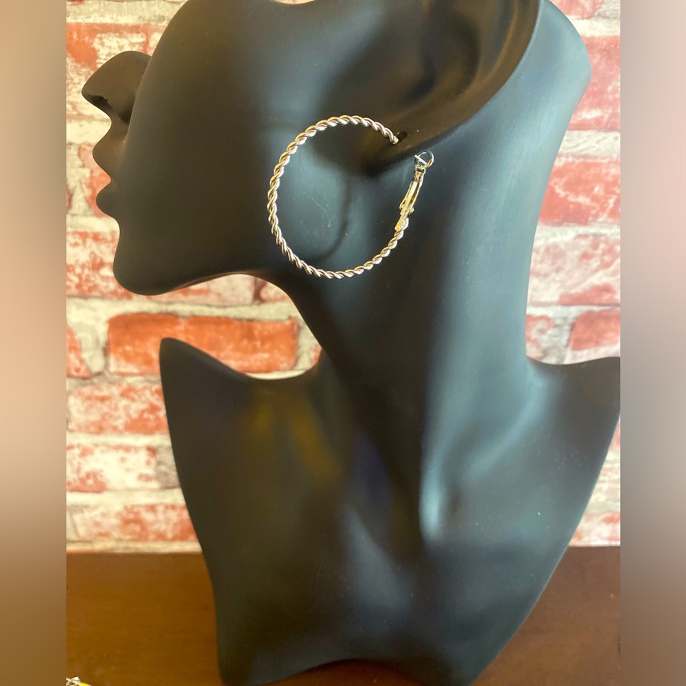Twisted Silver Hoop Earrings - NWOT